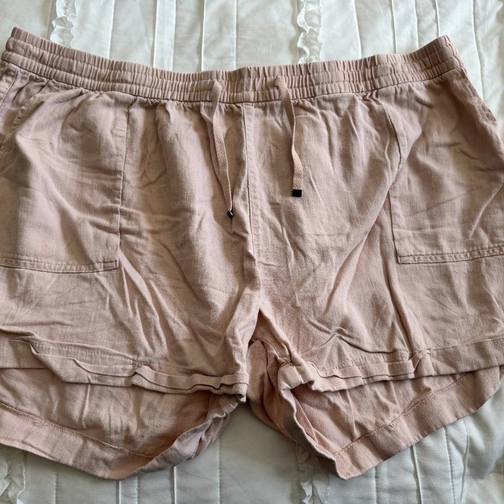 Old Navy Woman's XXL Pink Linen Drawstring Shorts
